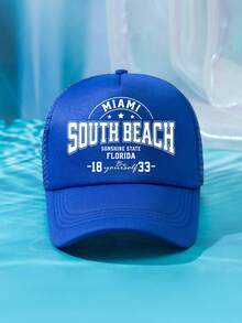 1件裝 男士 SOUTH BEACH 1833 綠色多色印花個性化戶外休閒時尚沙灘露營防曬透氣網眼可調尺寸棒球帽卡車帽禮物，適合日常配戴 - D - 查看 33