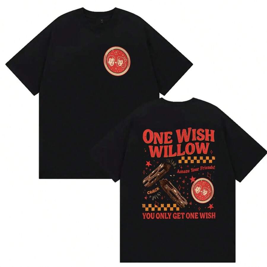 2026 Movie Obsession One Wish Willow Graphic T-Shirt For Men And Women, Casual, Oversize, Cotton, Vintage Fashion Clothing - Black - View 1