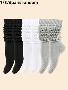 1/3/6雙女款多色時尚鬆垮襪，適合日常穿著，返校季適用 - 彩色 - 查看 6