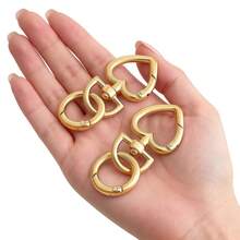 2pcs Heart Keychain Clip, Metal Spring Heart Rings Hook Key Ring Clips For Purse Bag Charms Women's Keychain - Multicolor - View 9