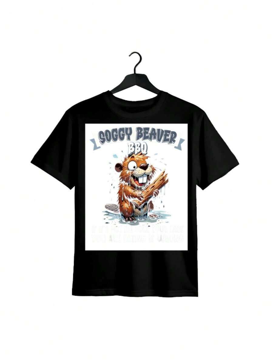 Trending T - Shirt Soggy Beaver BBQ If It'S Not All Over Your Face T-Shirt Selected Pure Interesting Design Short Sleeve T-Shirt For Men - 黑色 - 查看 1