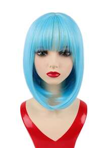 Short Straight Bob Synthetic Wigs Pink Hair Wig With Bangs For Women Cosplay Cute Wig Heat Resistant Fiber Halloween Wear - Multicolor - View 21