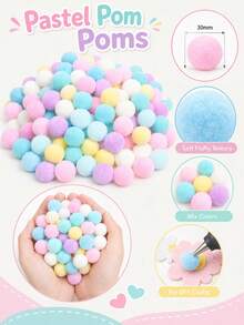 600pcs/100pcs - Macaron Color Palette Mixed Pastel Mini Pom Poms, Soft Fluffy Handmade Balls, Suitable For DIY Projects, Handmade Card Making, Photo Frame Decoration, Party Decoration, Gift Wrapping, Wreath Making, Scrapbooking, Home Decor And Creative Art Supplies - Multicolor - View 1