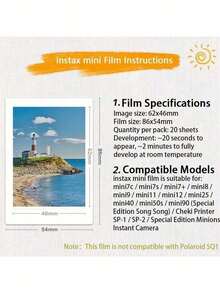 Mini Instant Film Compatible With Fujifilm Instax Mini 7s/8/9/11/12/25/90/Wide Series, Foil-Wrapped Individual Packaging, Fade-Resistant, Wide Temperature Imaging 5-40°C, Instant Color Film Set - View 8
