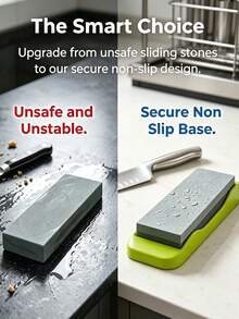 Vigour Summer 2pcs (Whetstone + Non-Slip Base) High Hardness Double-Sided Whetstone With Non-Slip Base, Multi-Functional Small Sandstone For Home Kitchen Knife Sharpening, Suitable For Housewives, Outdoor Camping Enthusiasts, Auto Repair Technicians, Craftsmen, Applicable To Home Kitchen, Outdoor Camping, Auto Repair, Craft Workshop, Industrial Processing, Quickly Sharpen And Repair Knives, Easy To Maintain And Wear-Resistant Sharpening Tool, Knife, Scissors, Plane Sharpening Device - A - View 8