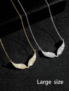 1pc Unisex Premium Zirconia-Studded Wing Necklace, Minimalist Luxury Angel Pendant, Suitable For Party And Daily Wear - Multicolor - View 5