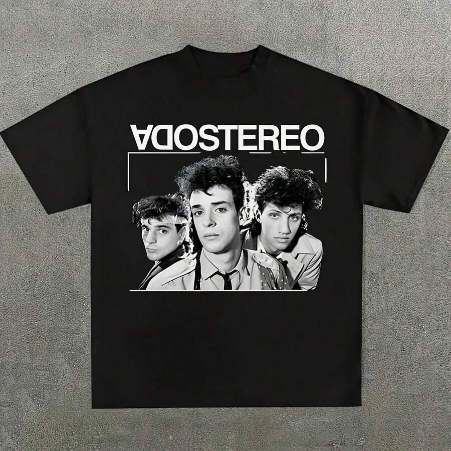 Plus Size Men's,The Rockerito T-Shirt Soda Stereo Gustavo Cerati ,(1 Pcs )100% Cotton Casual Printed T-Shirt,Crew Neck Short Sleeve,220g Cotton T-Shir - Shape - View 1