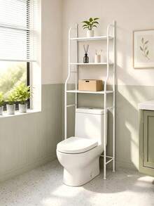 Over‑The‑Toilet Storage Shelf With Three‑Tier Storage Design; Sturdy Metal Frame, Size Fits Toilets, Easy To Install, Stores Bathroom Sundries For Tidiness And Space‑Saving. - Random Color - View 5