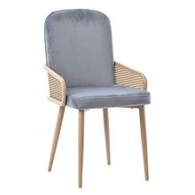 Dining Chair Set Velvet Grey - 6 Piece Set - 灰色 - 查看 8