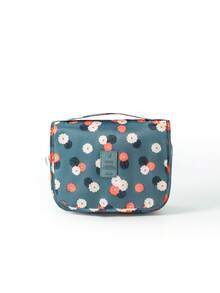 1pc Hanging Makeup Bag Multifunctional Travel Cosmetic Bag Large Capacity Waterproof Storage Pouch Flower Toiletry Bag Travel Essential Cosmetic Organizer Toiletry Storage Bag Essential Gift Storage Zipper Accessory Nail Pouch Room Decor - Baby Blue - View 12