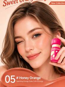 ROCK SWEET Liquid Blush, Highlighter & Contour 3-In-1 Multi-Effect Glow Cream, Voluminous Radiance, Daily Contouring & Skin Brightening - 05# (Peach Orange) - View 3