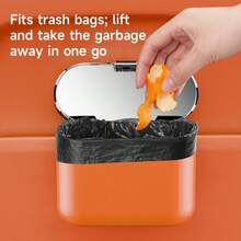 Car Door Hanging Trash Can, Press‑Type Flip Lid Vehicle Waste Bin, Multi‑Purpose Car Interior Storage Organizer For Door Side, Universal Automotive Garbage Container - 1pc - View 4