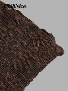 Women Fall Elegant Lace Peplum Top, V‑Neck Ruched Front Flare Long Sleeve Asymmetric Hem Blouse For Holiday Festival - Brown - View 8