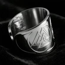 Stainless Steel Viking Triangle Knot Open Ring, Symbol, Unisex, Giving Courage, Bringing Glory, Iconic Totem To Change Destiny, Top Choice For Norse Mythology Enthusiasts - Open Ring - View 4