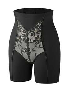 High Waist Lace Patchwork Tummy Control Shapewear Pants For Women, Waist Cincher, Butt Lifting, Body Shaping - Black - View 4