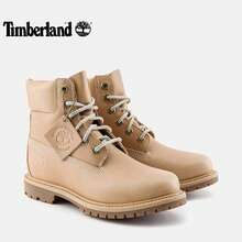 Timberland Sepatu Bot Martin Wanita Model Tinggi Gaya Inggris Kulit Kasual Luar Ruangan Terbaru - Khaki - View 9