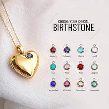 Custom Heart-Shaped Locket Necklace, Birthstone Pendant With Engravable Name And Photo Storage, 18K Gold Stainless Steel Material, Suitable For Women, Mother, Wife, Girlfriend, Anniversary, Birthday, Valentine's Day Gift, Daily, Party - Multicolor - View 6