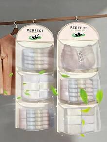 2pcs/3pcs Panda Theme Nylon Hanging Storage Bag, Panda Underwear & Socks Organizer Bag, Socks Storage Bag, Clear Visibility, Easy Access. Breathable Mesh Or Net Design, Internal Items Clearly Visible. No Need To Rummage Through Boxes, Especially Suitable For Morning Rush. Large Opening Design, Easy To Place And Take Out Items. Washable, Easy To Clean, Keep Hygienic. Suitable For Student Dorms/Shared Living Spaces With Limited Space. This Hanging Bag Can Perfectly Utilize Vertical Space Behind Doors Or Beside Beds, Solving The Storage Problem Of Small Items. - Multicolor - View 11