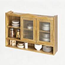 90CM Retro 2 Door Sliding Cabinet Three Layers Of Storage Space,Suitable For Bathrooms,Kitchens,Dining Rooms,Natural - 彩色 - 查看 6