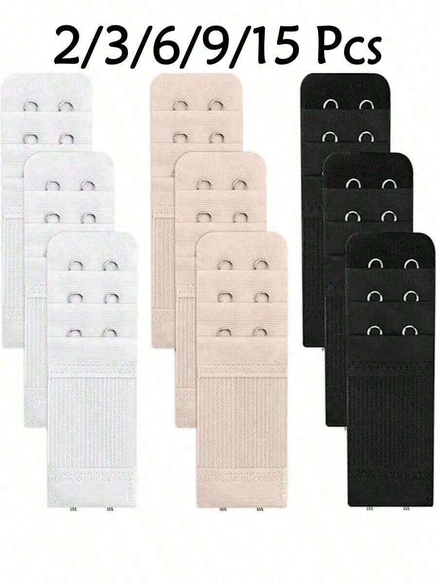 2/3/6/9/15pcs Bra Extender, 2 Hooks 3 Rows, Extra Long, Lingerie Accessory, Elastic Adjustable, Bra Back Strap Extender