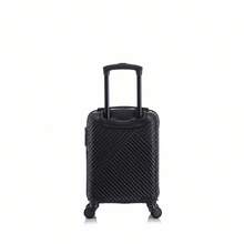 16" ABS Diamond-Textured Carry-On Spinner Luggage, TSA Lock - Black - View 3