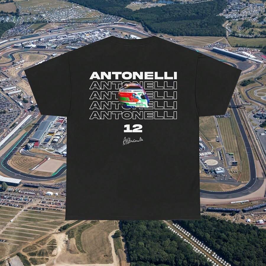Heavyweight Cotton T-Shirt Kimi Antonelli Fan Tee Racing Team - Shape - View 1