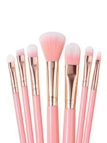 Set Kuas Makeup 12 Buah, Kuas Kosmetik Lengkap untuk Wajah & Mata, untuk Perona Pipi, Alas Bedak, Eyeshadow, dan Alis, Perlengkapan Serbaguna untuk Penggunaan Sehari-hari - Berwarna merah muda - View 8