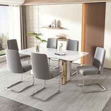 Grey Velvet Dining Chair Set Of 2 With Diamond Back Design - 灰色 - 查看 4