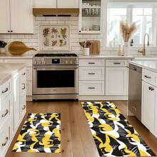 1pc Halloween Series Geometric Bat Pattern Printed Faux Cashmere Surface TPR Backing Doormat, Bathroom Mat, Kitchen Mat, Laundry Room Mat, Holiday Atmosphere Decor, Home Decor, Party Decor, Wedding Decor, Dining Room Decor - Multicolor - View 3