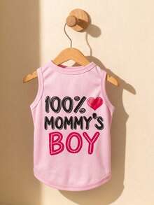 LUCKIE PAL 1pc 100% MOMMY'S BOY Printed Tank Top, Anti-Flea Base Layer Pet Dog Clothes, Fashionable Vest For Chihuahua Small Dogs And Cats, Suitable For Indoor And Outdoor Use - Multicolor - View 1