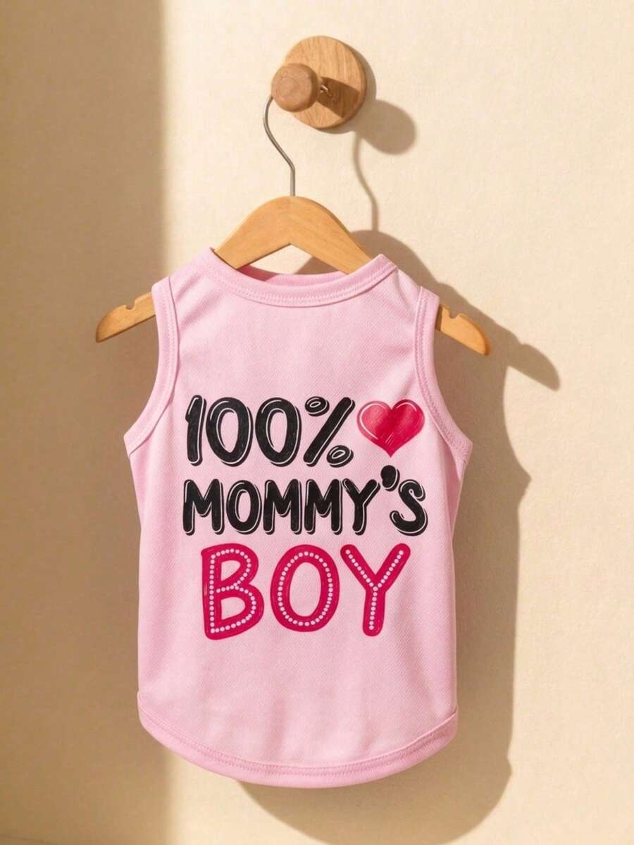 LUCKIE PAL 1pc 100% MOMMY'S BOY Printed Tank Top, Anti-Flea Base Layer Pet Dog Clothes, Fashionable Vest For Chihuahua Small Dogs And Cats, Suitable For Indoor And Outdoor Use - Multicolor - View 1