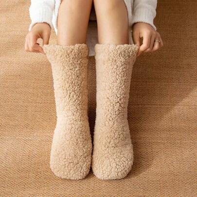CT TAPESOCKS Thickened Thermal Socks Women Winter Warm Home Soft Thickened Plus Velvet Sleeping Anti Slip Floor Slipper Sock Halloween Gift