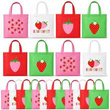 20 Pack Strawberry Party Favor Bags, 4 Designs 7.9 X 7.9 Inch Non-Woven Gift Tote Bags With Handles, Berry Sweet Bags For Birthday Party, Summer Party, Gift Wrapping - 20x20cm - View 10