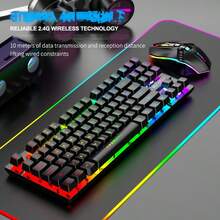 RAIKU R905 Wireless Rechargeable Keyboard And Mouse Set, Gaming Backlit Keyboard And Mouse Set, 87-Key Backlit Wireless Keyboard, 6-Button Mouse, Business Office Keyboard And Mouse Set - View 10