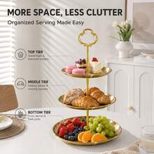 1pc European Style Afternoon Tea Dessert Plate, Multi-Layer Stainless Steel Cupcake Stand, Dessert Tray, Decorative Cake Plate, Cake Pastry Display Rack, Suitable For Christmas, Wedding, Birthday, Baby Shower, Afternoon Tea Decoration Plate, Sunflower Handle Dessert Stand - View 8