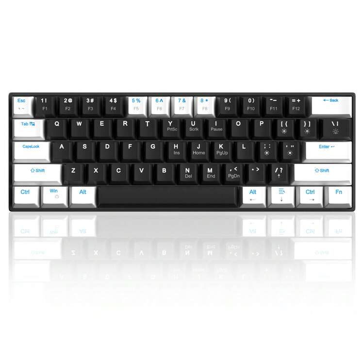 MageGee Star61 Mini 60% RGB Gaming Mechanical Keyboard 61 Keys Wired USB-C Multi-Device Gaming Keyboard Customizable Keycaps Suitable For Laptop PC Computer Gamers [White Black & Blue: Red Switch] - White Black Blue (Red Switch) - View 3