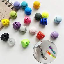 20/30/40/50/60/68/75/88/94/100Pcs Multi-Color Dual-Hole Plastic Spring Buckles, Random Colors, Macaron Color Series, Elastic And Stable, Suitable For Hoodie Drawstrings, Mask Cord Adjustment, Handmade Beaded Jewelry Making, DIY Sewing Bags And Clothing Practical Elastic Cord Accessories. - Multicolor - View 10
