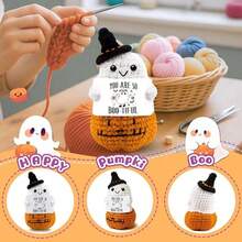 1pc Crochet Ghost Gift With Fun Message Card, Cute Halloween Keepsake, Suitable For Women And Men Friends Boo Basket, Halloween Birthday Gift, Christmas Valentine's Day Birthday Gift For Girlfriend/Boyfriend - Multicolor - View 3
