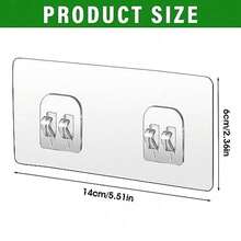 2/4pcs Shower Caddy Hooks Replacement Pack, Strong Adhesive Shower Hooks, Waterproof Wall Hooks, Suitable For Bathroom Shower Caddy, Storage Basket, Soap Dish, No Drilling Required, Back To School Essential - Transparent - View 2
