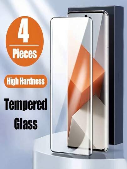 4 Packs Curved Tempered Glass Film Compatible With Xiaomi Note 15 14 Pro 4G 5G, 13 14 15Pro+, Mi 15 Ultra 9H Hardness, 3D Curved Tempered Glass Film, Case Friendly, Easy To Install