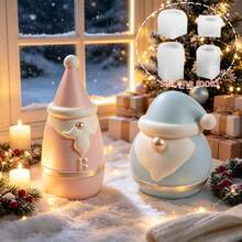 2pcs Big Beard Santa Claus Candle Cup Silicone Mold, 2 Styles Available, Hat Santa Claus Jar Plaster Resin Epoxy Mold, Christmas Decoration Ornament Making, Storage Container Making, Perfect For Handmade Crafts, Reusable - Santa Claus Storage Jar Mold - View 2