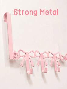 Pink Bow-Shaped Metal Hook, Door-Hanging Design, Elegant Bow Towel Hook Rack, Cute Room Decor, Suitable For Girls' Room, Cabinet, Living Room, Bathroom And Bedroom, Space-Saving And Multi-Functional Decoration - Pink - View 6