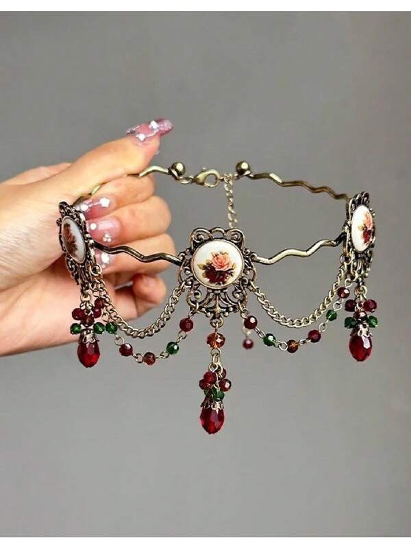 Collier ras-du-cou gothique punk rose, accessoire de mode exagéré de niche personnalisé Y2K pour femmes, pour fête et cosplay
