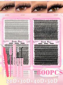 660/800 Clusters D Curl False Eyelashes, Includes Adhesive And Sealer, Tweezers, Eye Brush, Large Capacity, Suitable For Beginners, Professional DIY Segmented Eyelash Set, Easy To Use At Home, Dense Fluffy Natural Look Single Clusters, Suitable For Different Eye Makeup - Black - View 14