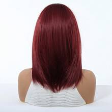 Anime Cosplay Bright Shoulder Length Pink Short Straight Bob Wig With Middle Part Wig Heat Resistant Synthetic Full Wig For Halloween Costume Theme Party Photography - Multicolor - View 11