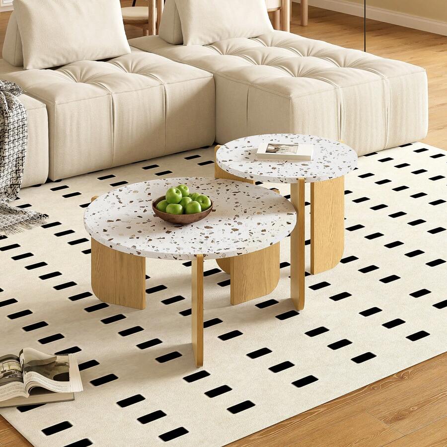 Modern Composable Coffee Table, Side Table, Coffee Table Set For Living Room, Sofa Side Table And Balcony, Set Of 2, 81 X 79 X 12 Cm - Multicolor - View 1