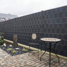 PVC Sichtschutzstreifen für Doppelstabmattenzaun UV‑beständig blickdichte Zaunfolie mit Befestigungsclips für Garten Balkon Terrasse - Anthrazit - Übersicht 8