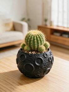 3D Printed 3pcs INS Style Planet & Moon Shaped Flower Pots, Creative Textured Embossed Design Home Gardening Succulent Cactus Planter Containers - B - View 5