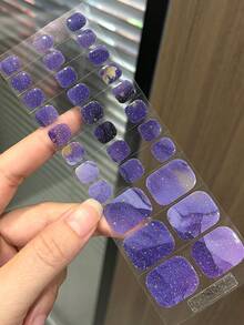 跨境新品半固化凝膠夏季腳趾甲貼，閃粉閃亮設計，現貨批發，防水且持久 - 紫丁香色 - 查看 6