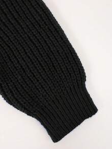 1pc Boys Teen Casual Minimalist Half-Open Front Sweater, Suitable For Commute And School, Autumn/Winter - Black - View 10